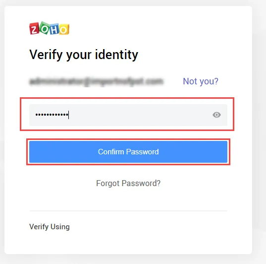 enter zoho password
