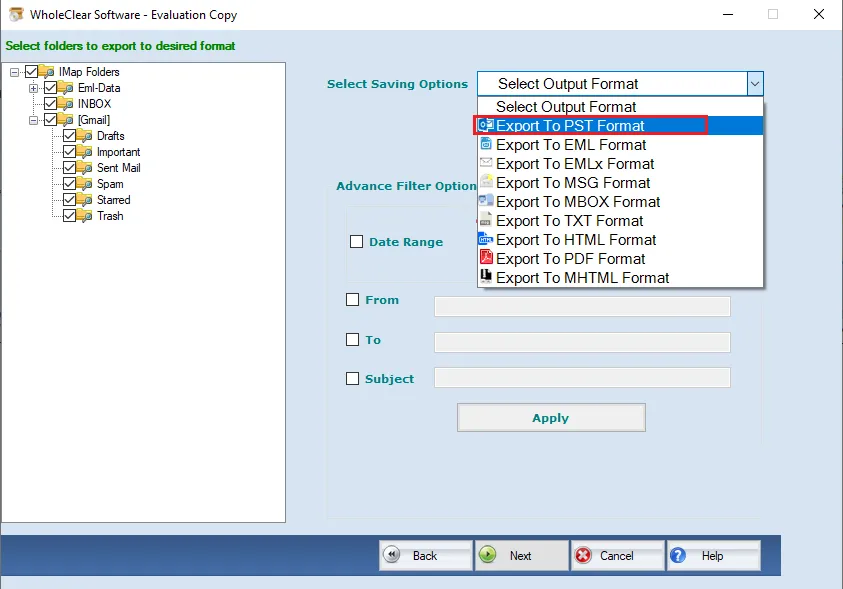 choose file format