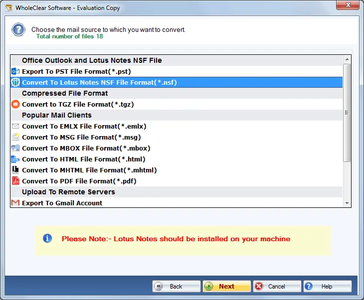 choose NSF format