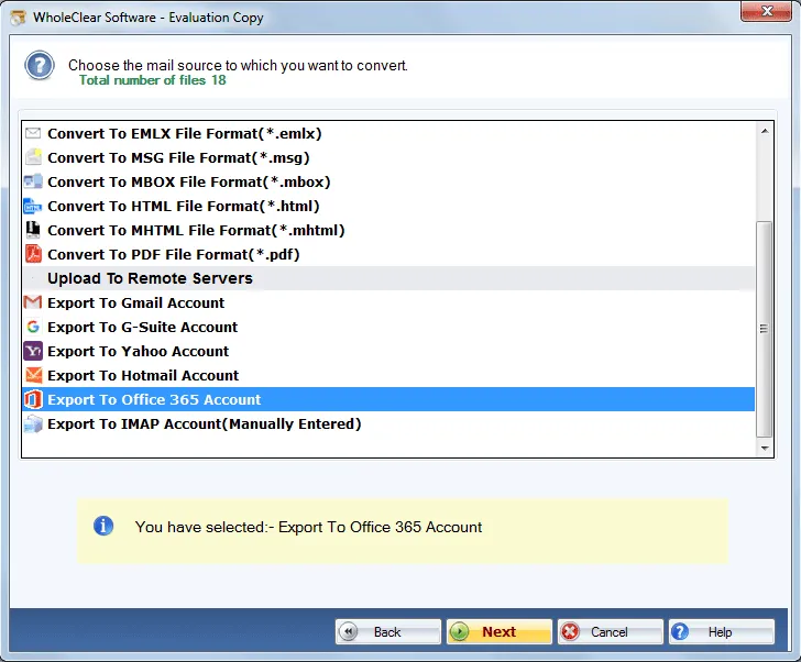 choose Office 365 format