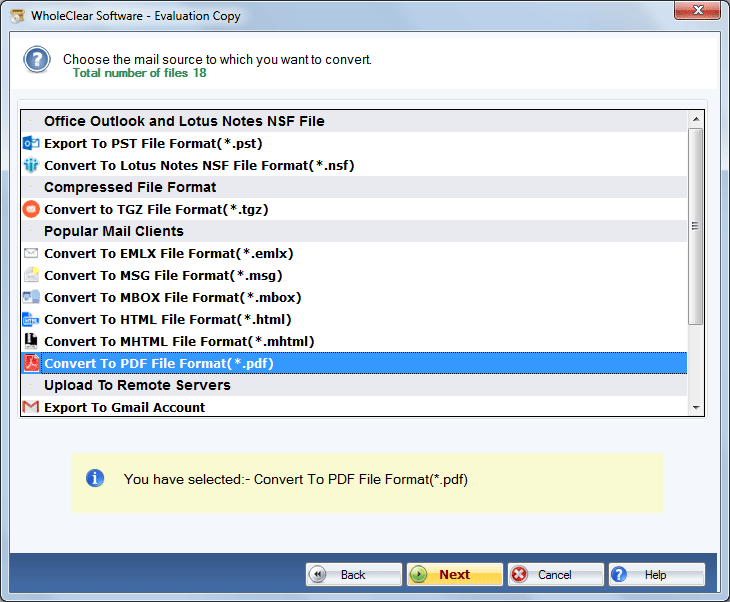 preview all data and select pdf format