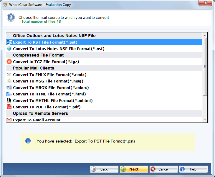 choose PST format