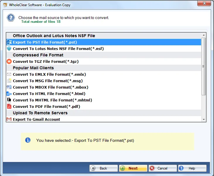 choose file format