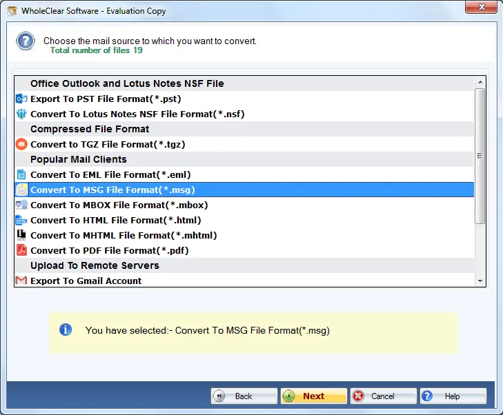 choose MSG format