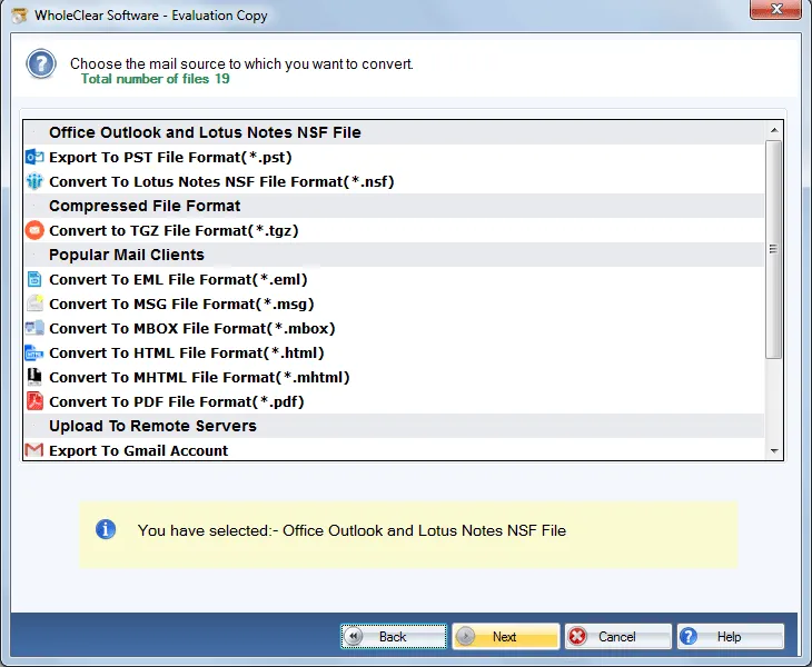 choose file format