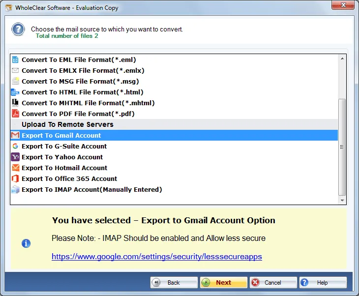 select gmail format