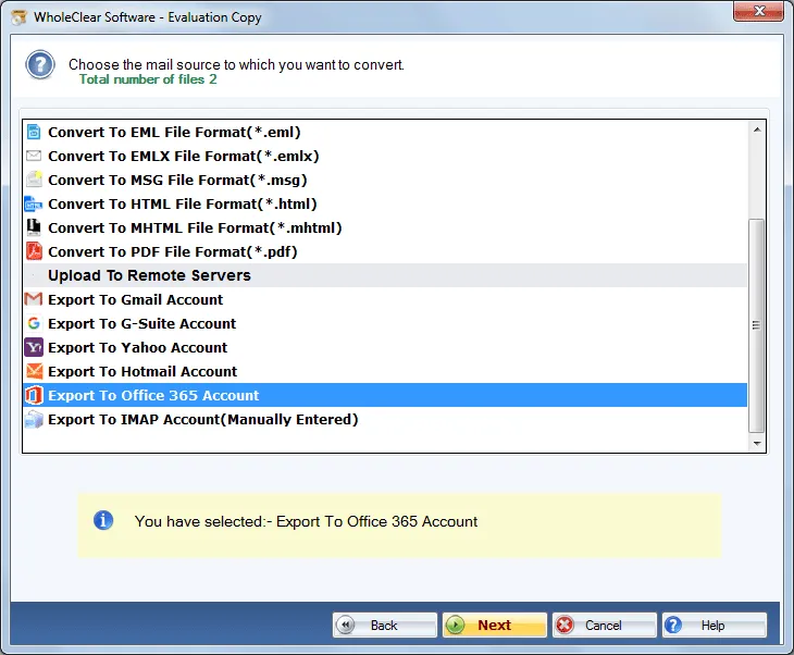 choose Office 365 format