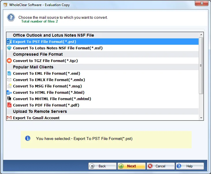 select eml format