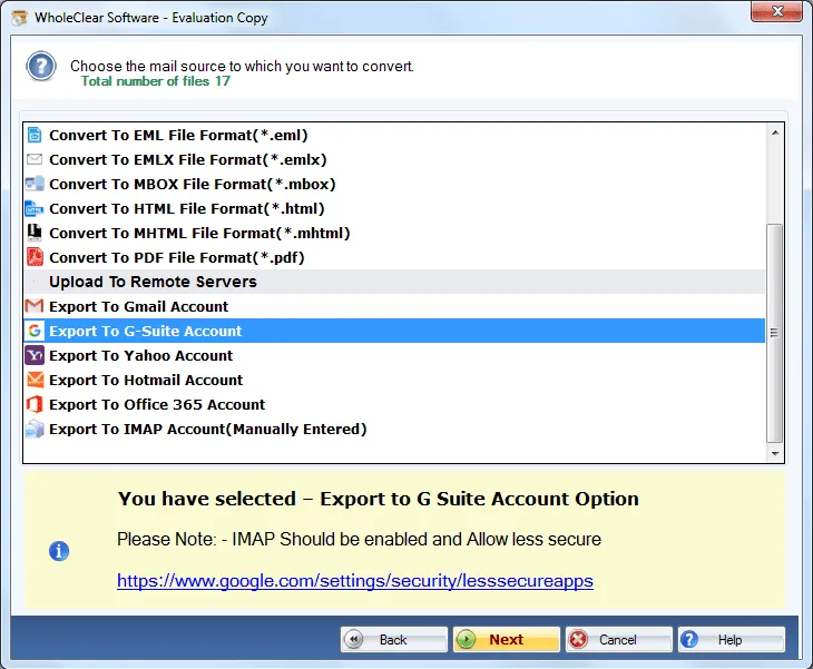 choose g suite format