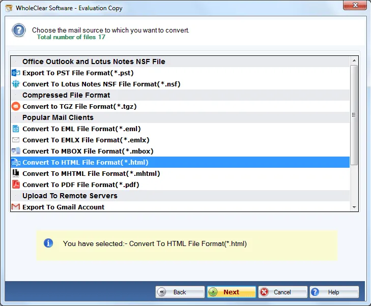 choose file format