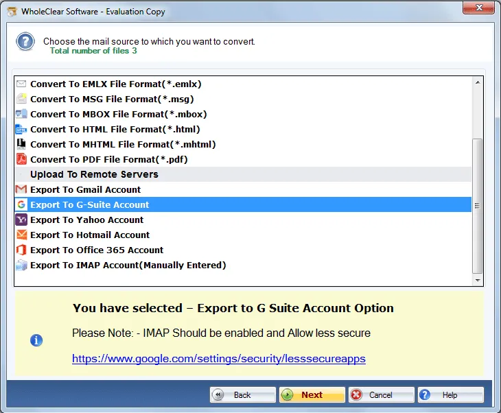 select G suite format