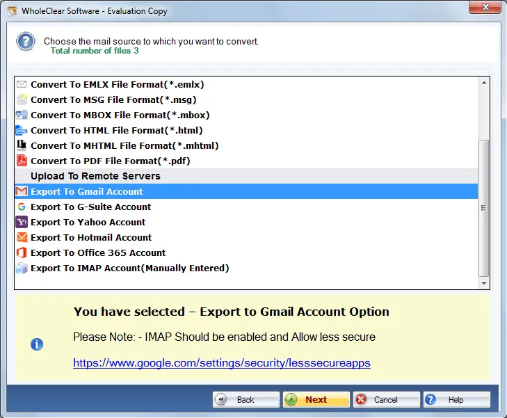 select gmail format