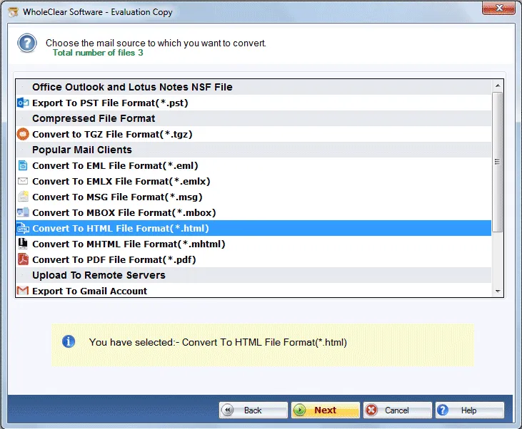 choose html format