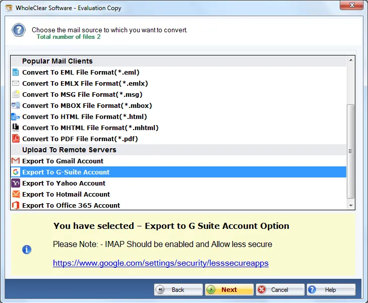 choose G Suite format