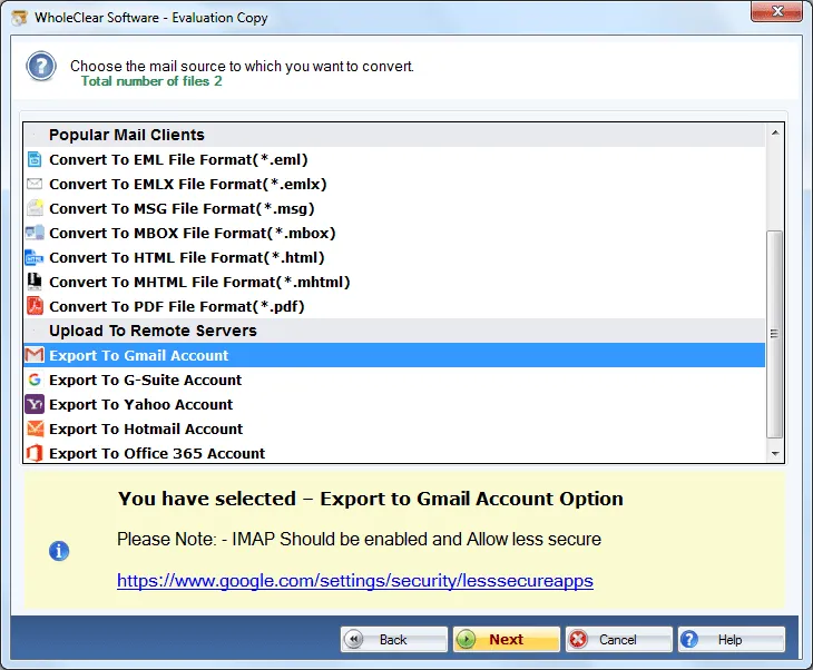 select gmail format