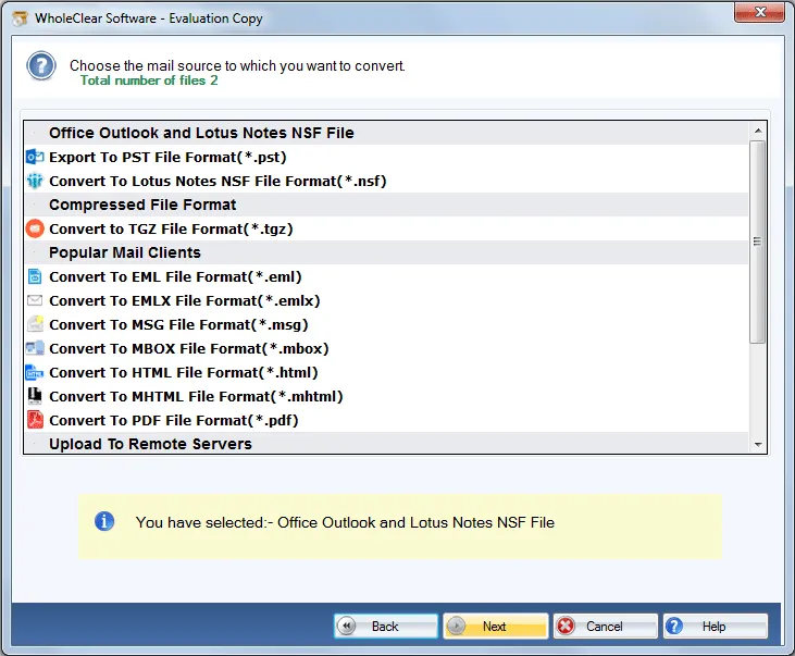 choose file format