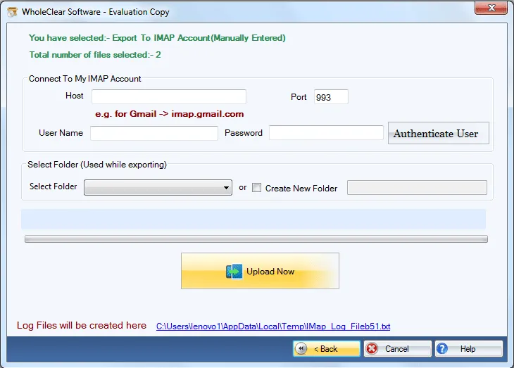 export to desired cloud-based account