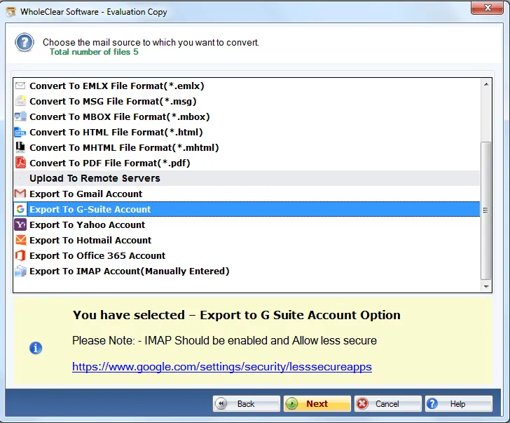 choose g suite format