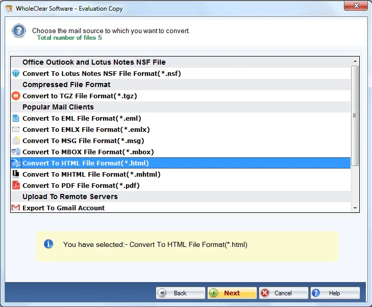 select mhtml format