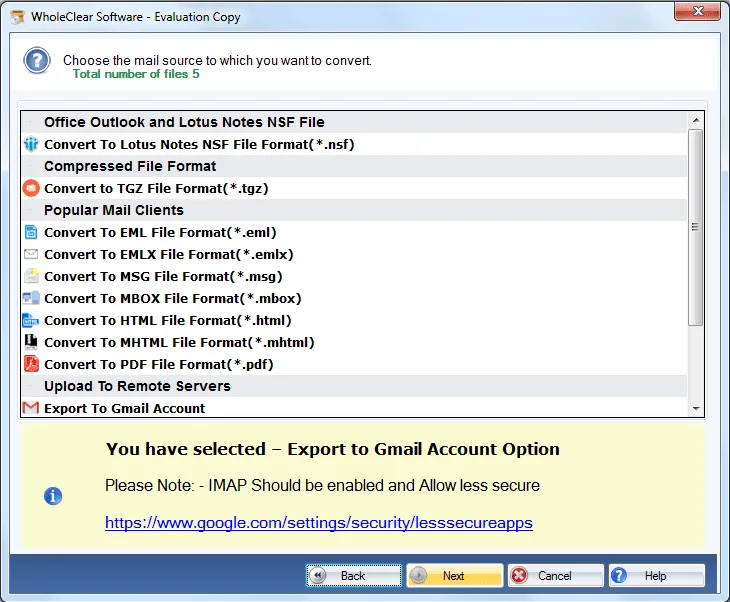 choose file format