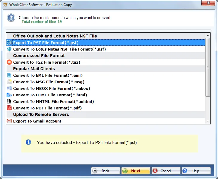 select pst format
