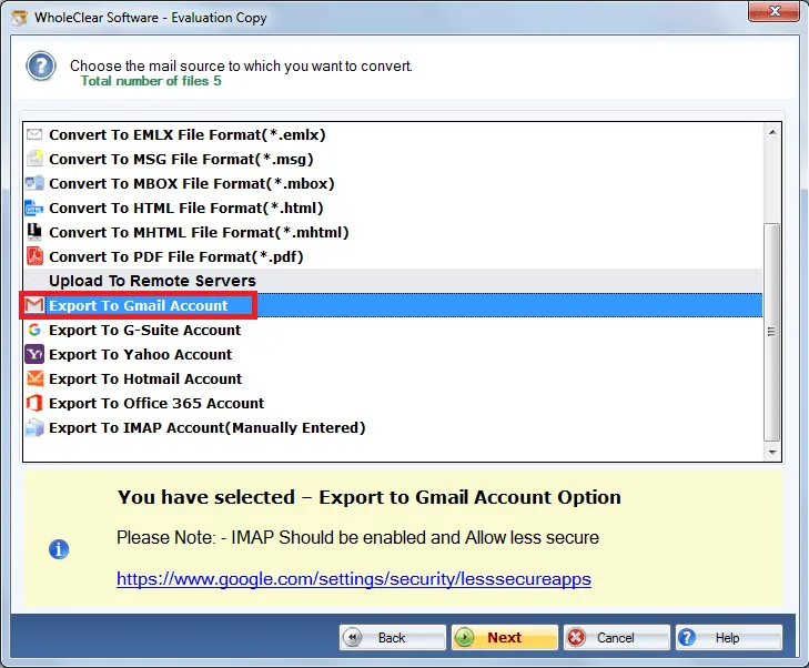 choose gmail format