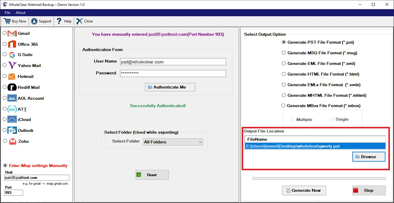 provide a location to save file